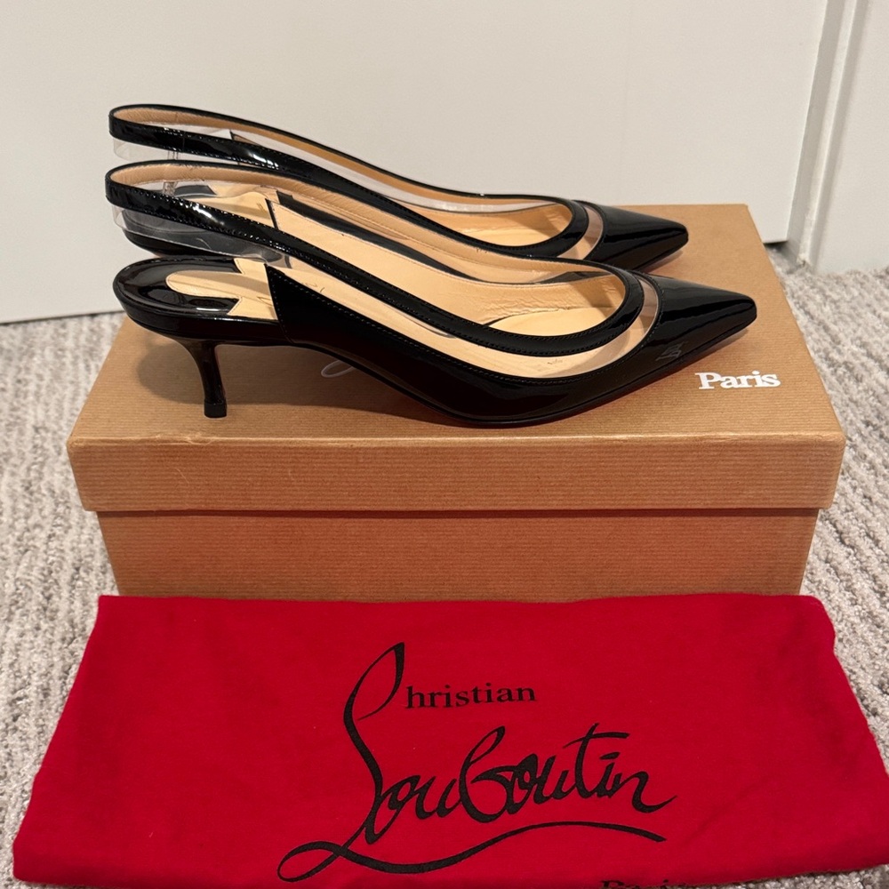 AUTHENTIC Christian Louboutin -Black Slingback Heels